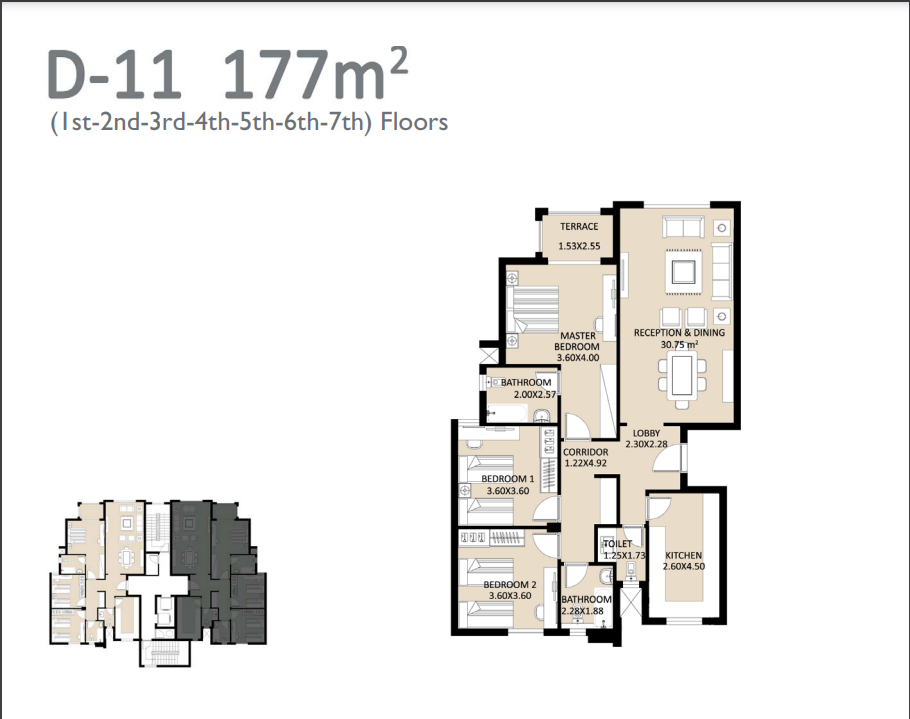 Floor plan for apartment at Bleu Vert