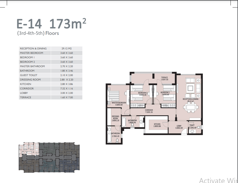 Floor plan for apartment at Bleu Vert