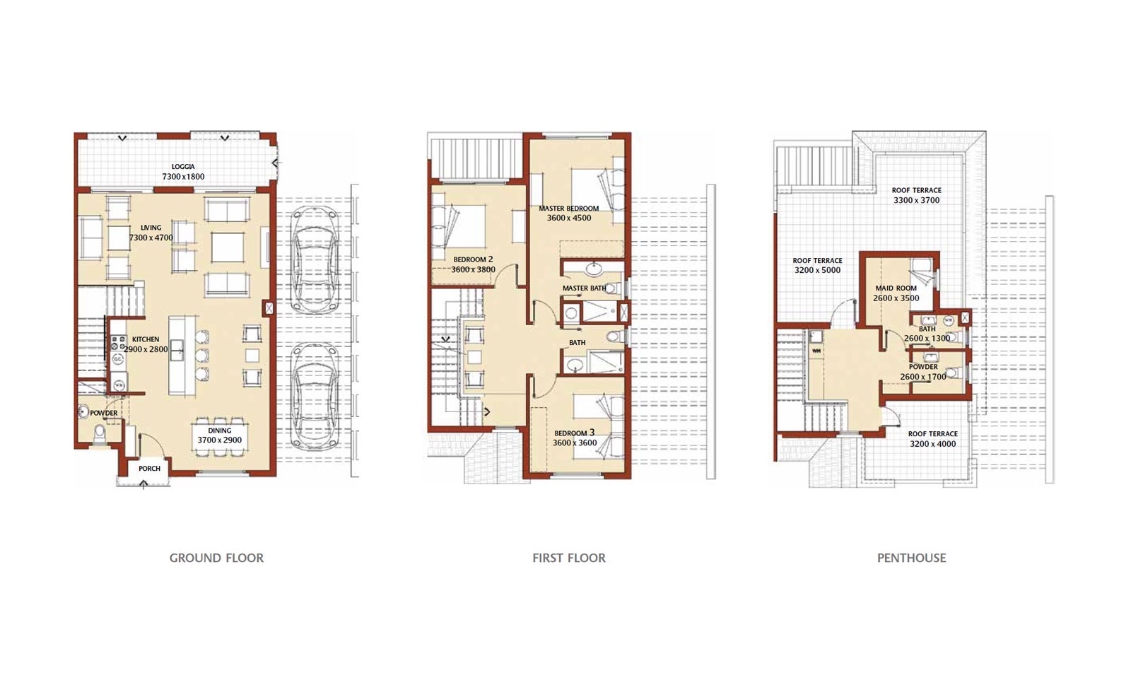 Floor plan for townhouse at Marassi
