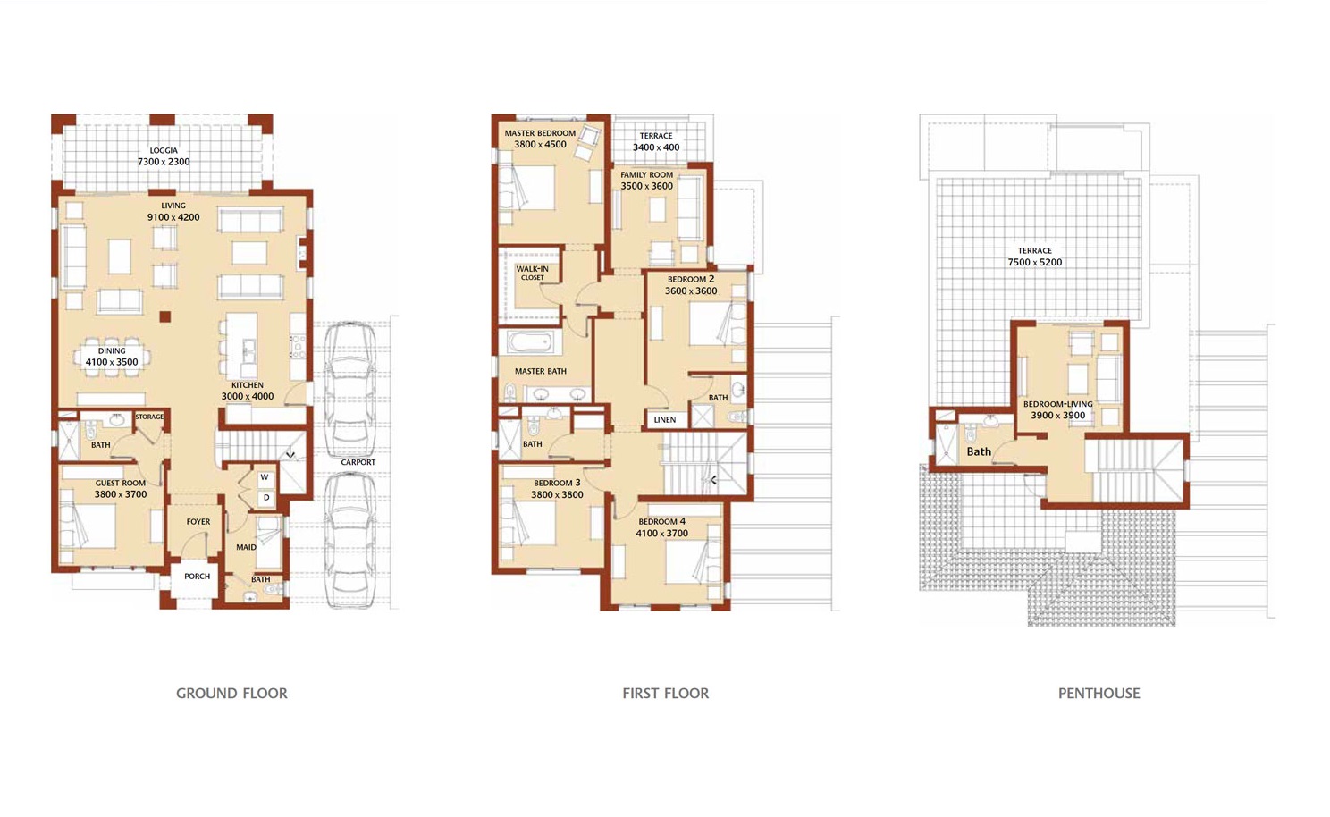 Floor plan for villa at Marassi