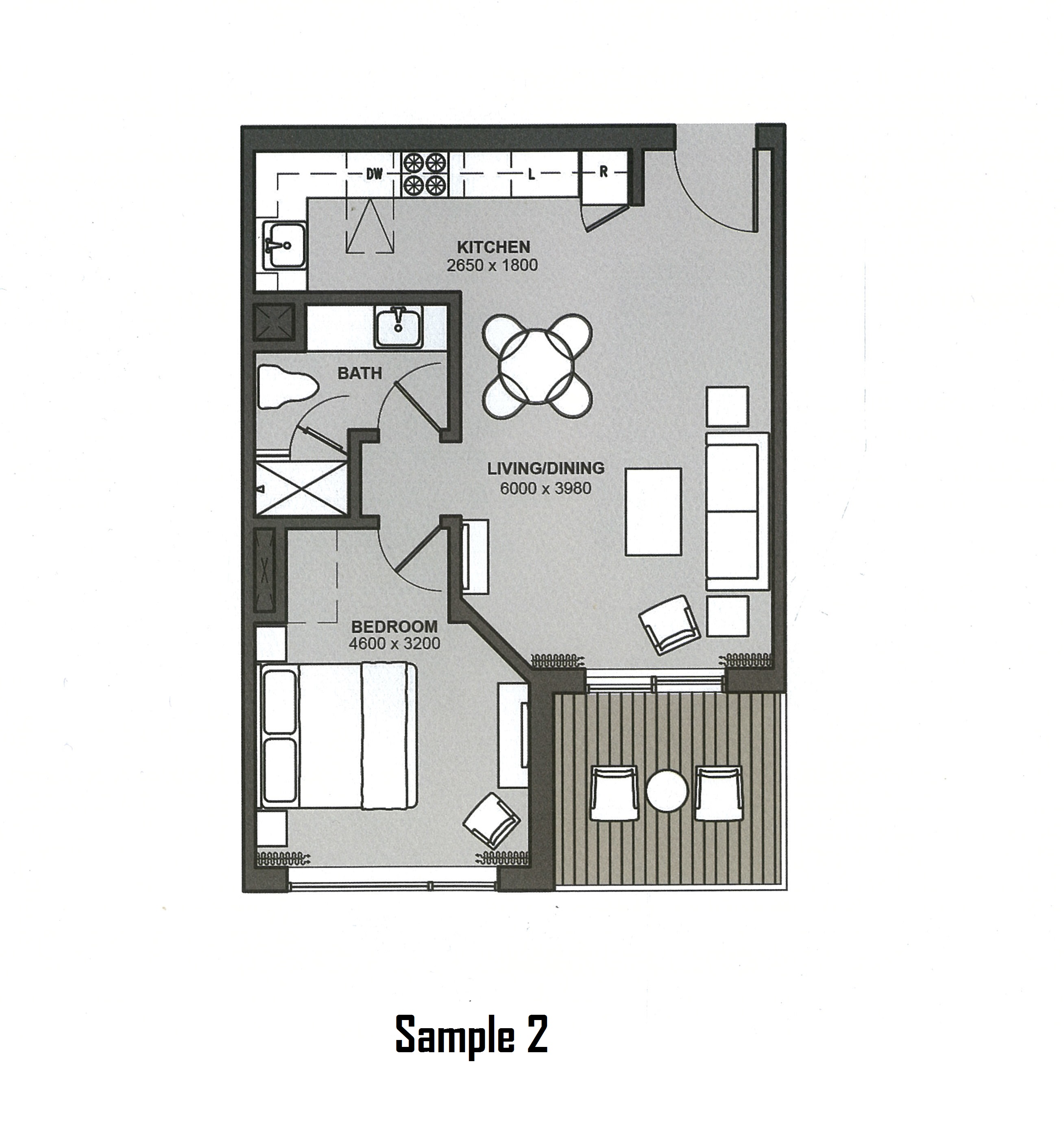 Floor plan for studio at Marassi