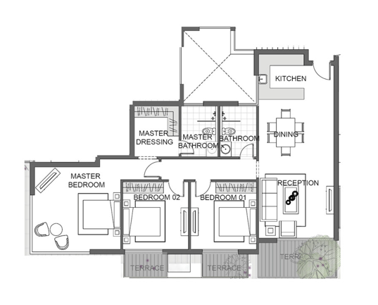 Floor plan for chalet at Jefaira
