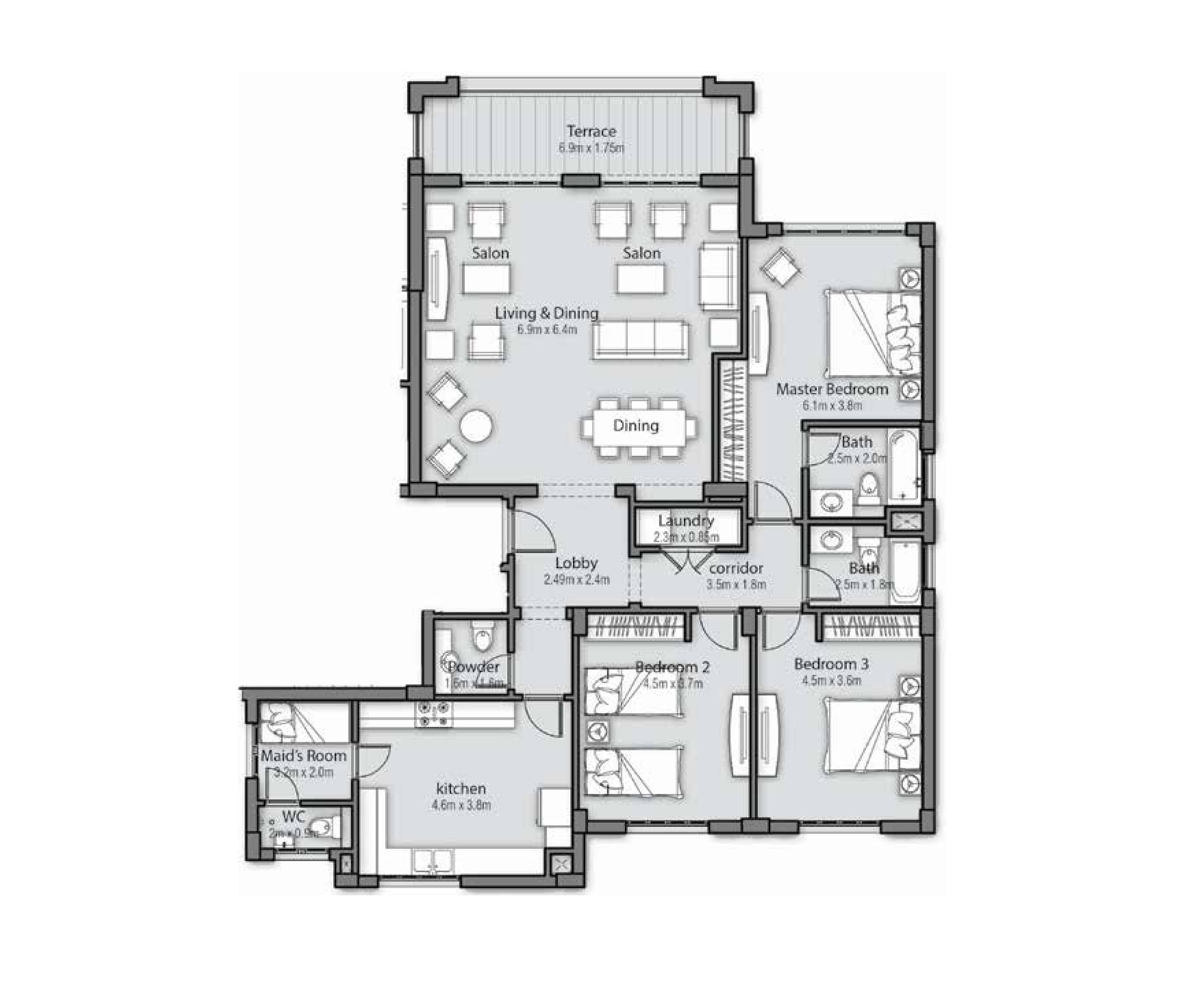 Floor plan for apartment at Uptown Cairo