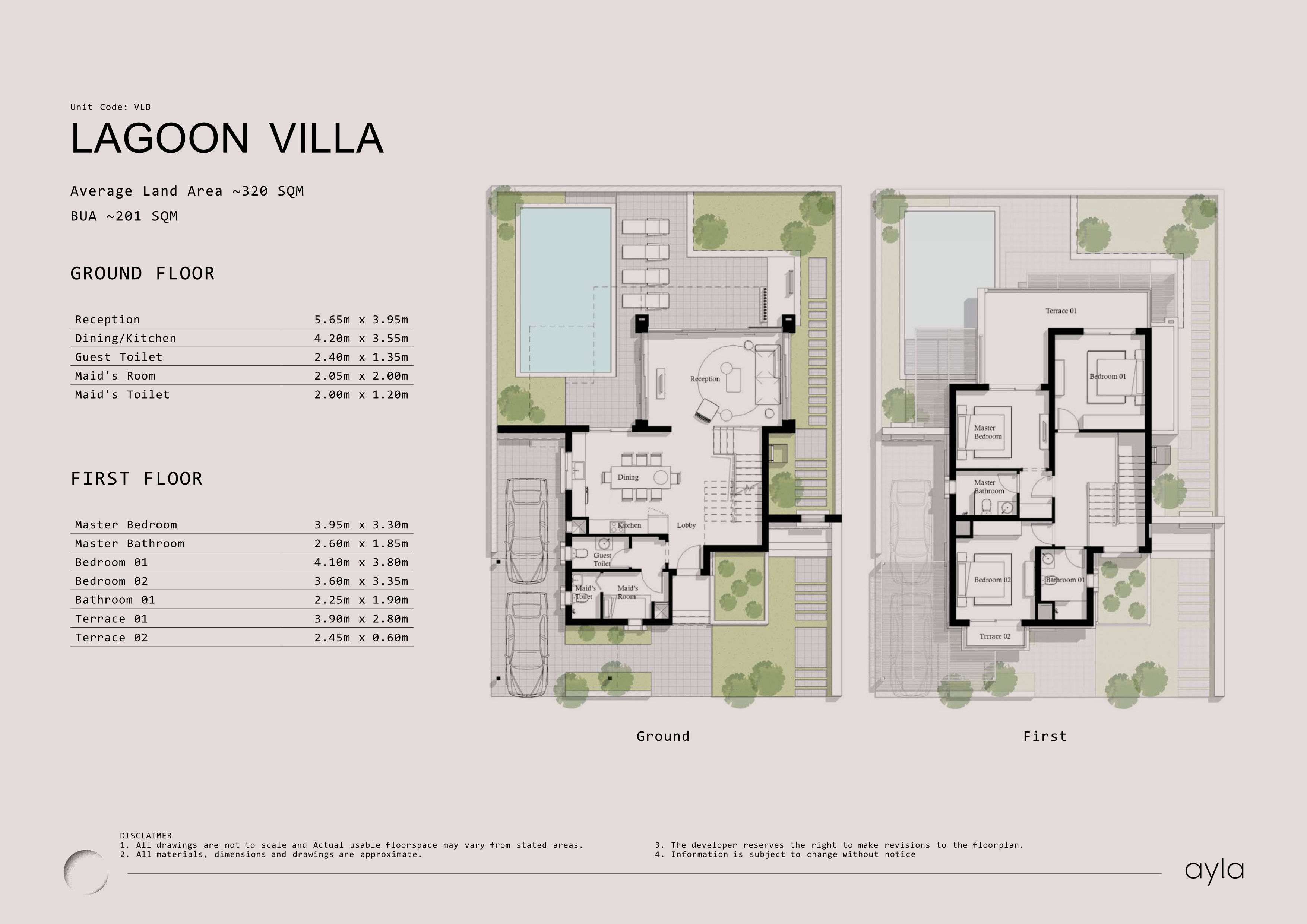 Floor plan for villa at Ayla Jefaira
