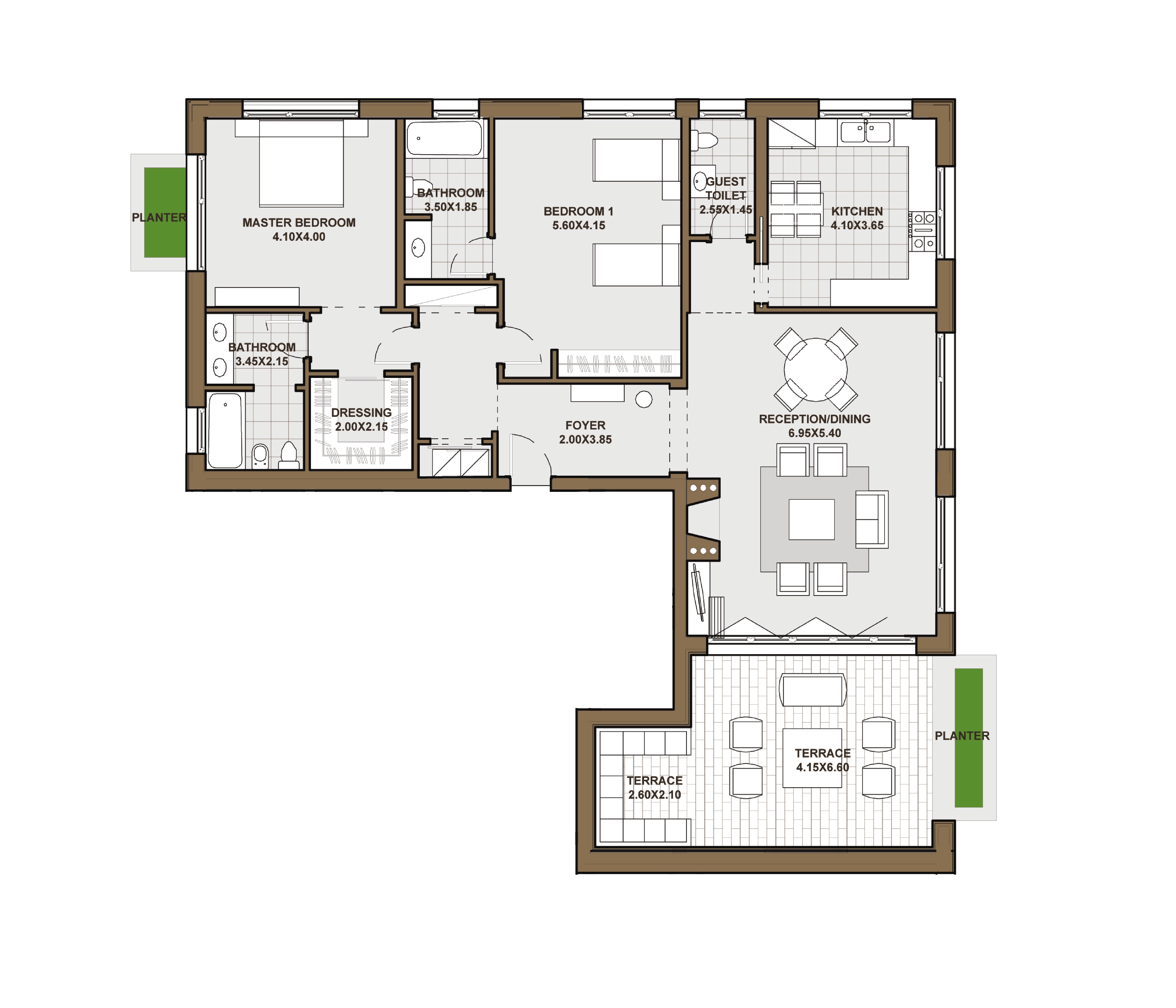 Floor plan for apartment at Forty West Phase I