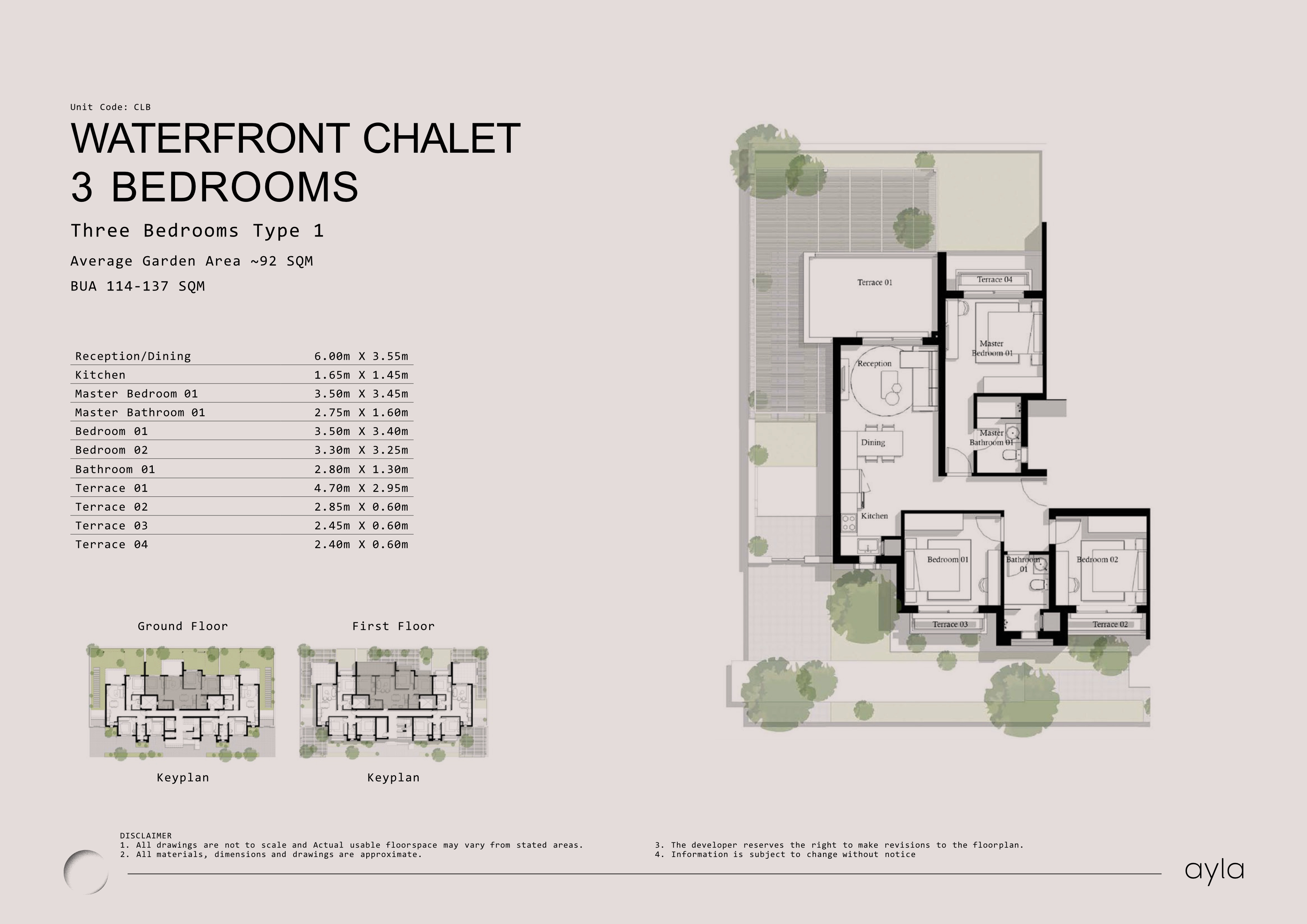 Floor plan for chalet at Ayla Jefaira