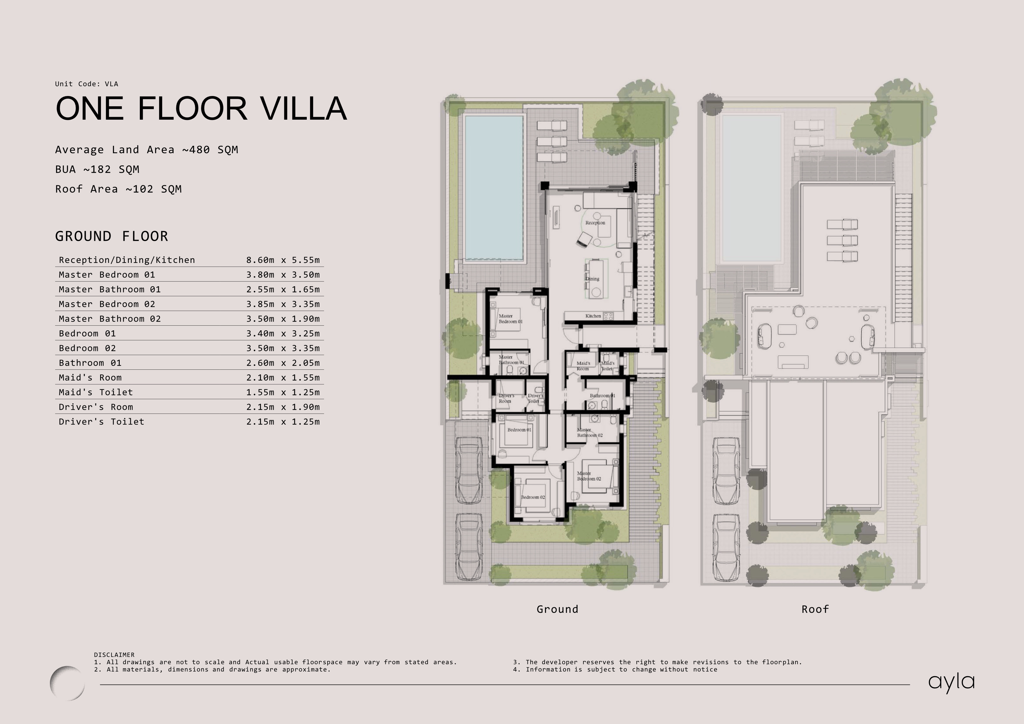 Floor plan for villa at Ayla Jefaira
