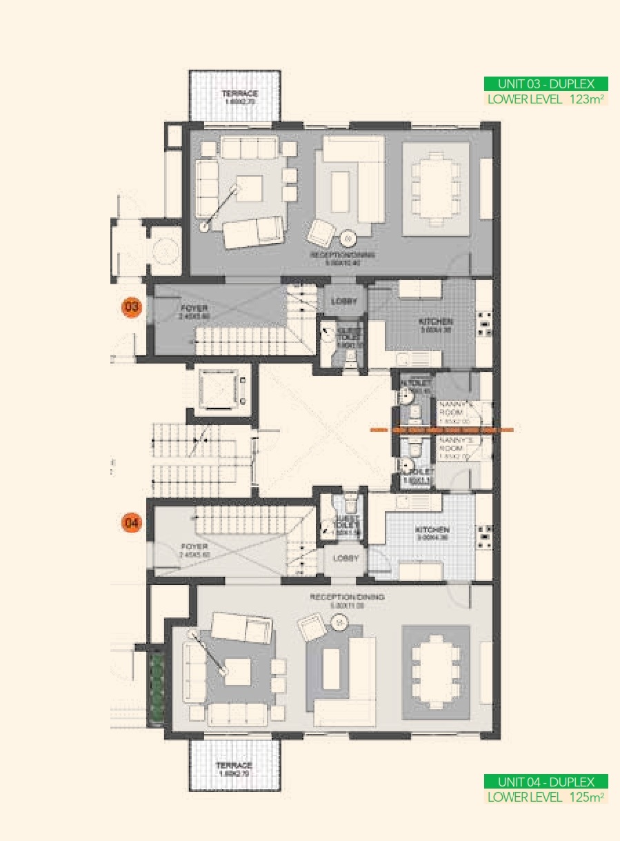 Floor plan for duplex at Eastown Residence