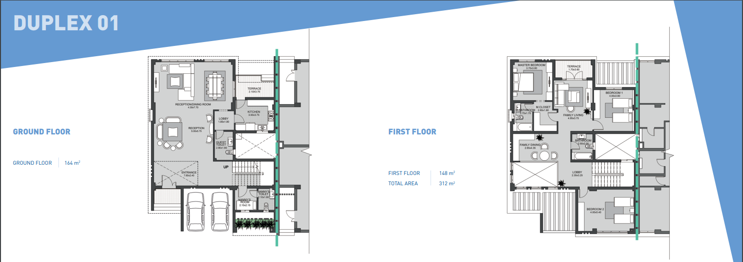 Floor plan for duplex at Sky Condos
