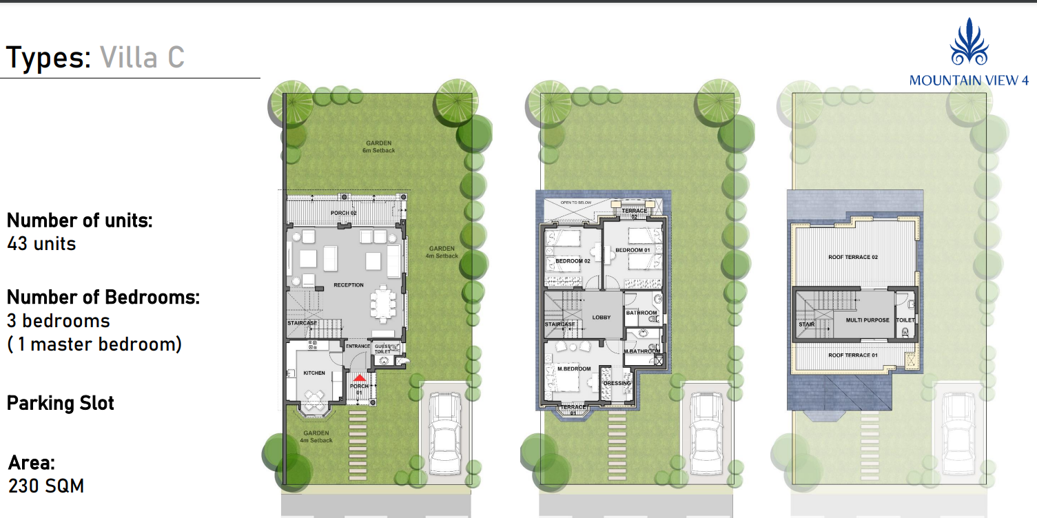 Floor plan for villa at Mountain View 4