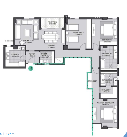 Floor plan for apartment at Sky Condos