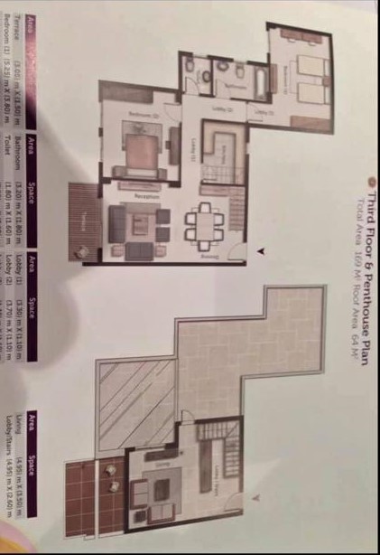 Floor plan for penthouse at Galleria Residence