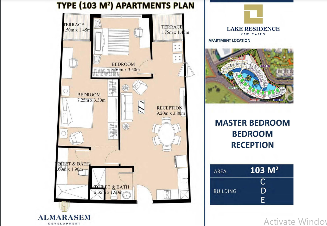 Floor plan for apartment at Fifth Square Al Marasem