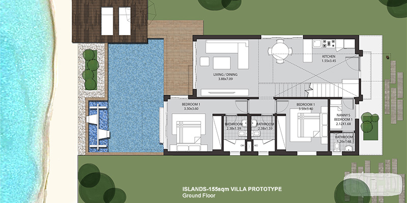 Floor plan for villa at Tawila