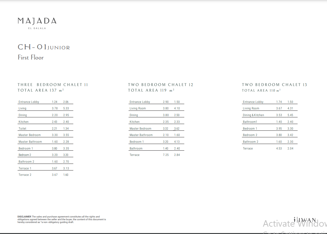 Floor plan for chalet at Majada Iwan