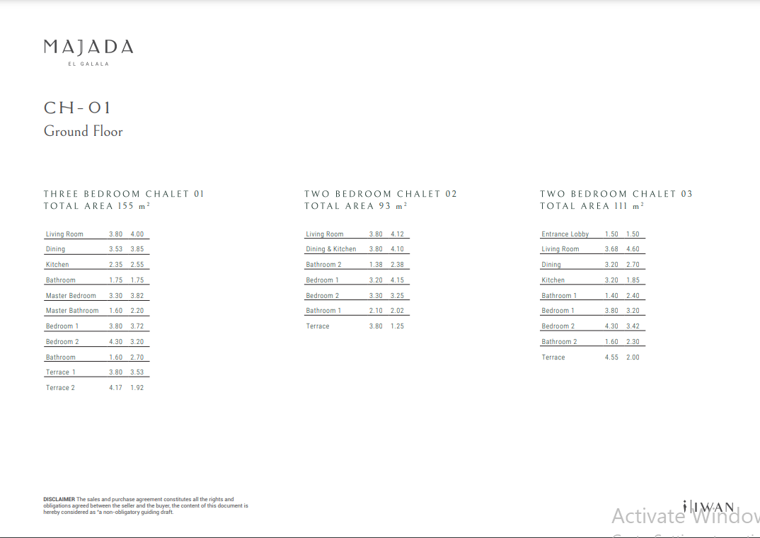 Floor plan for chalet at Majada Iwan