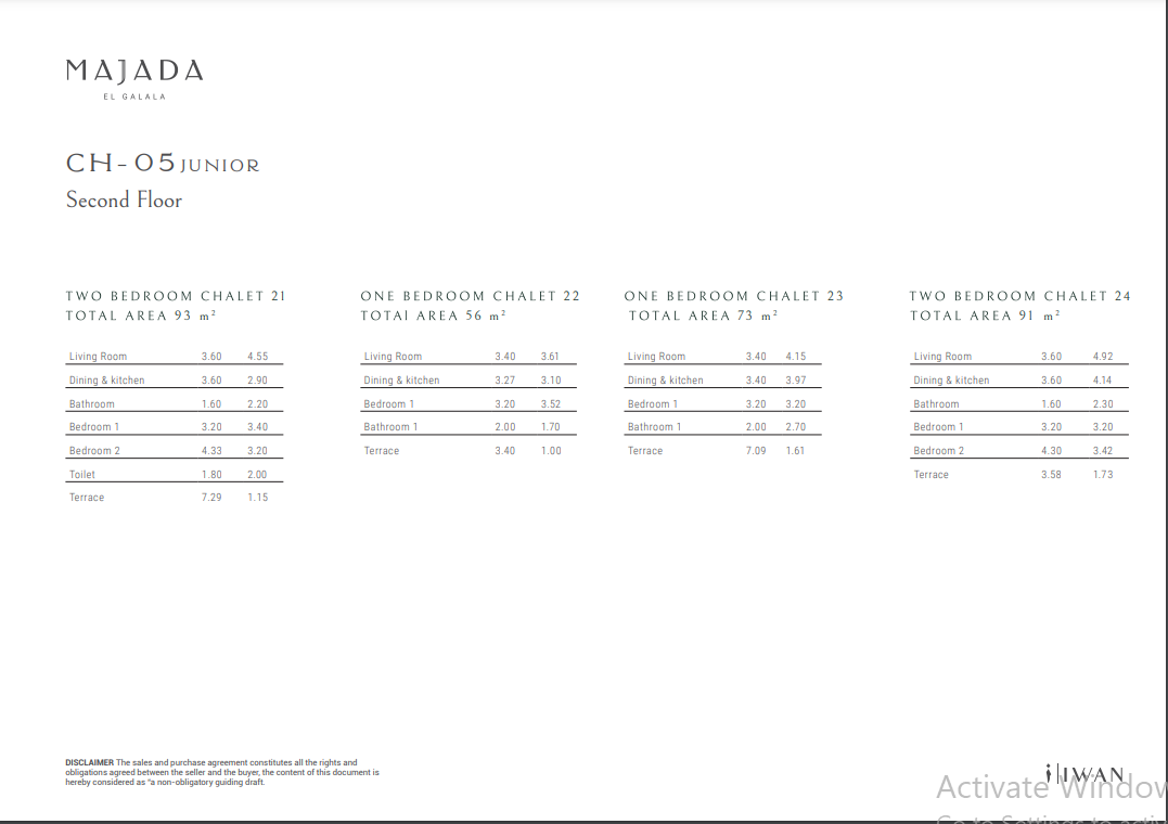 Floor plan for chalet at Majada Iwan
