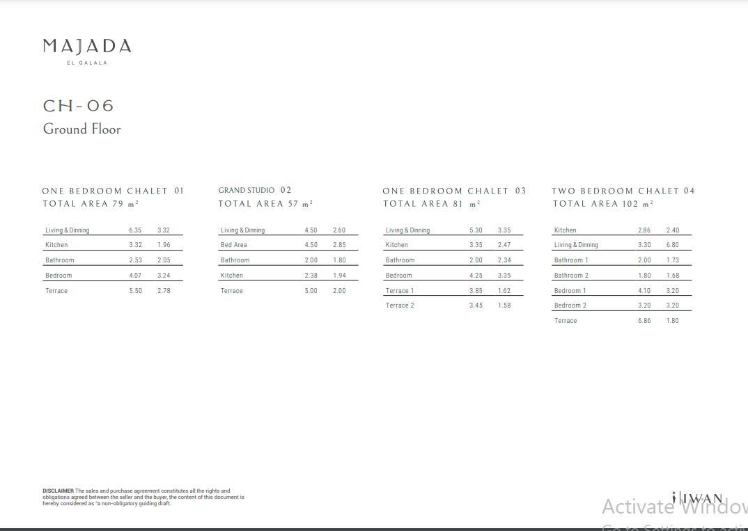 Floor plan for chalet at Majada Iwan