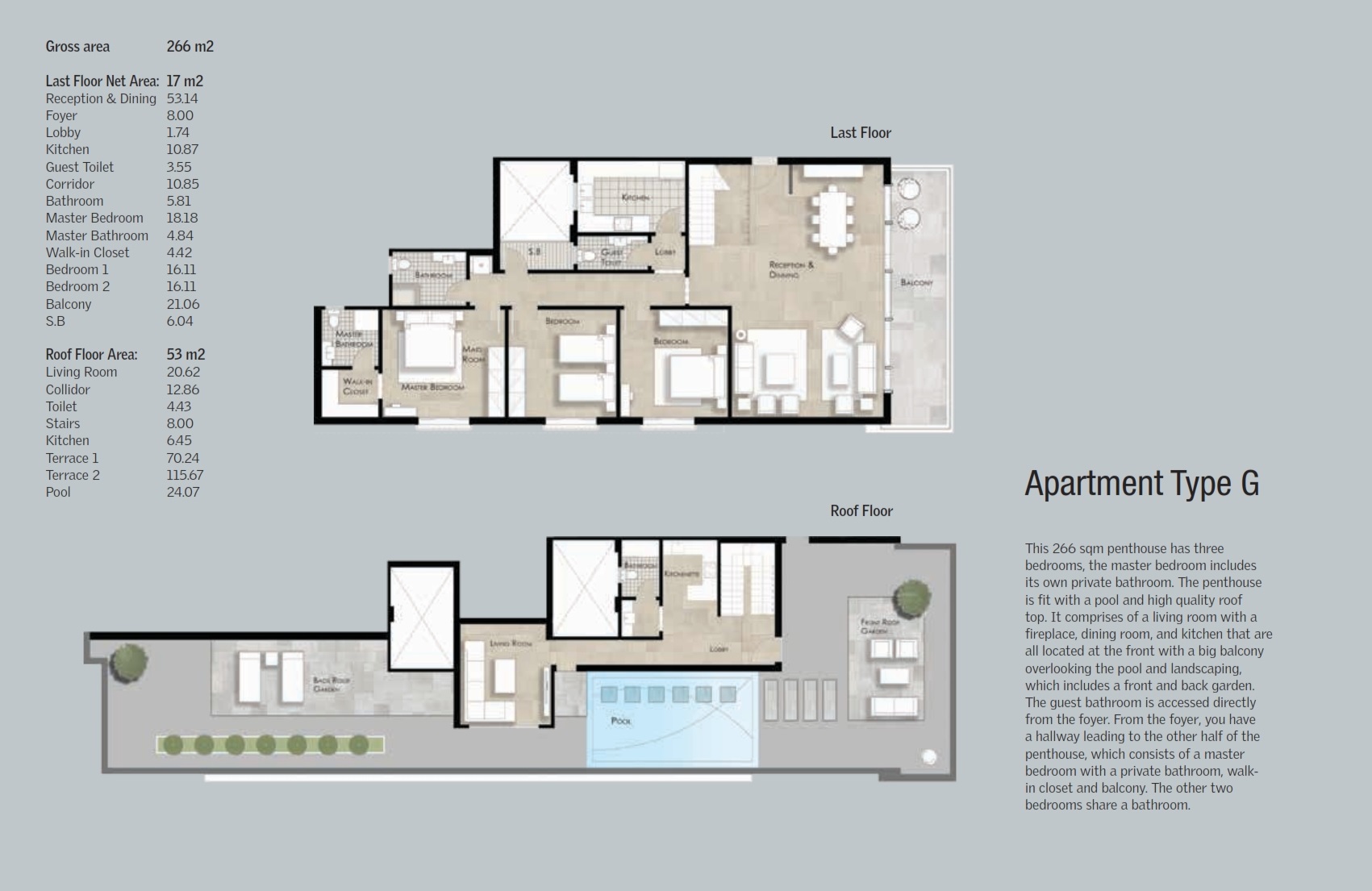 Floor plan for penthouse at Lake View Residence