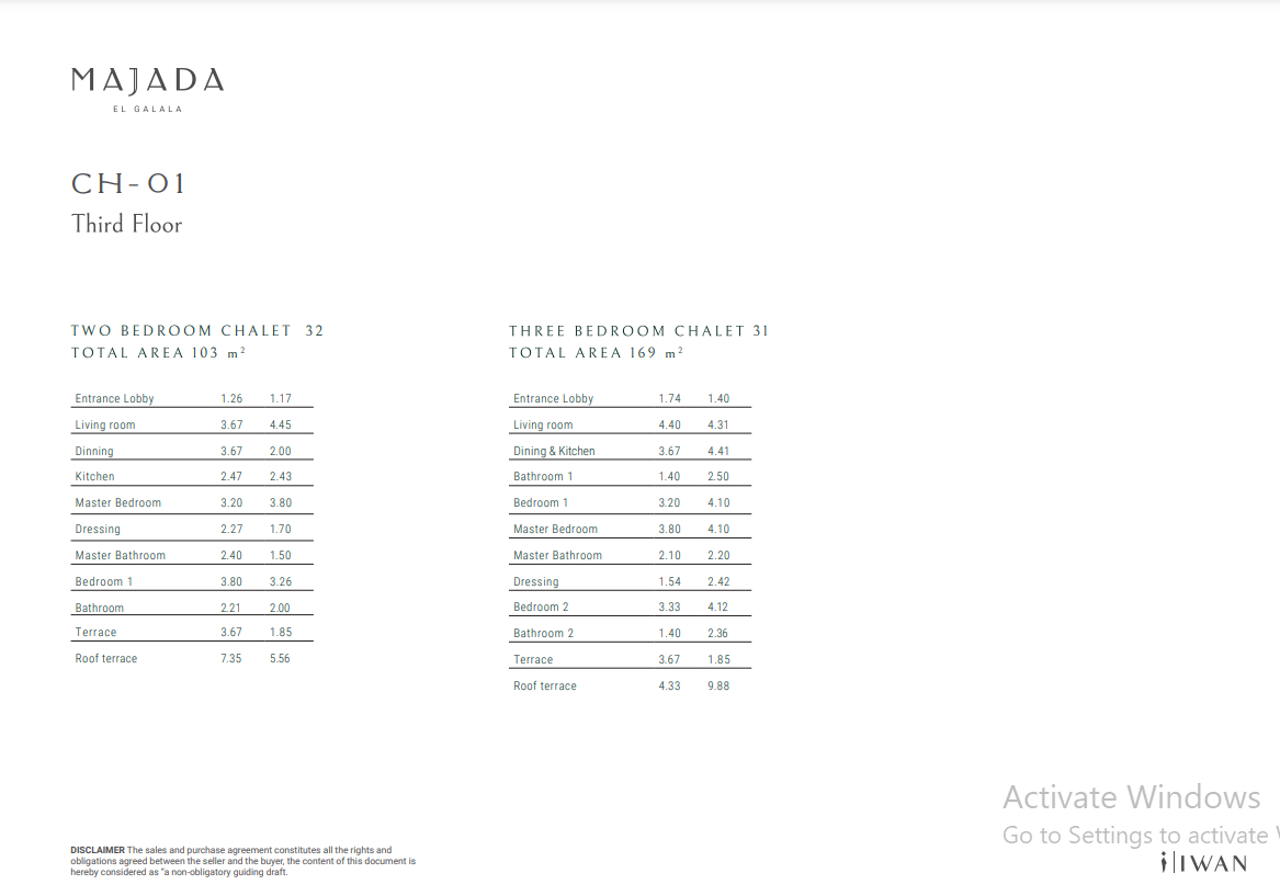 Floor plan for chalet at Majada Iwan