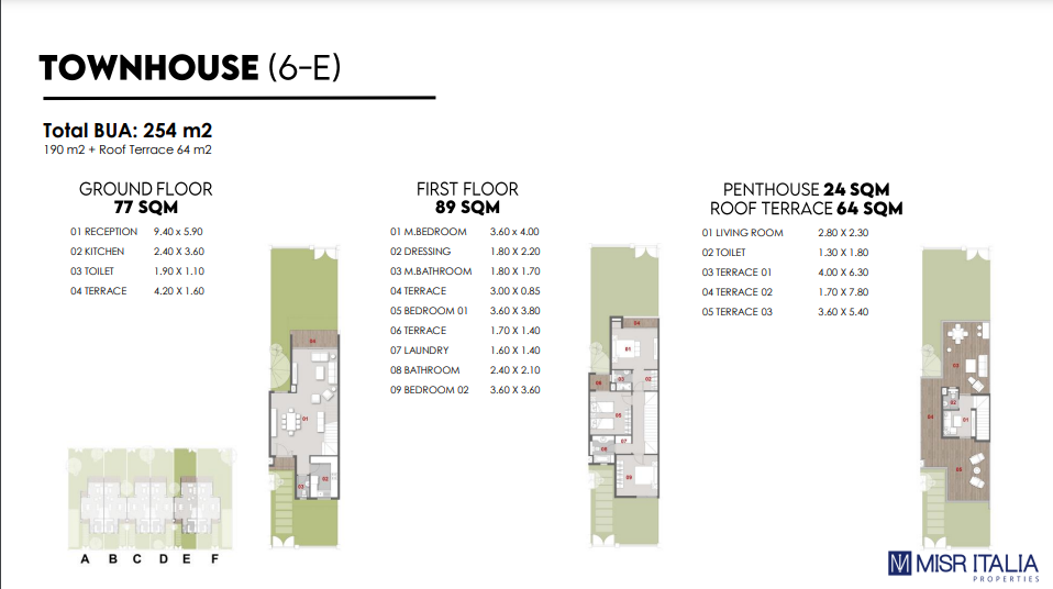 Floor plan for townhouse at Il Bosco New Capital