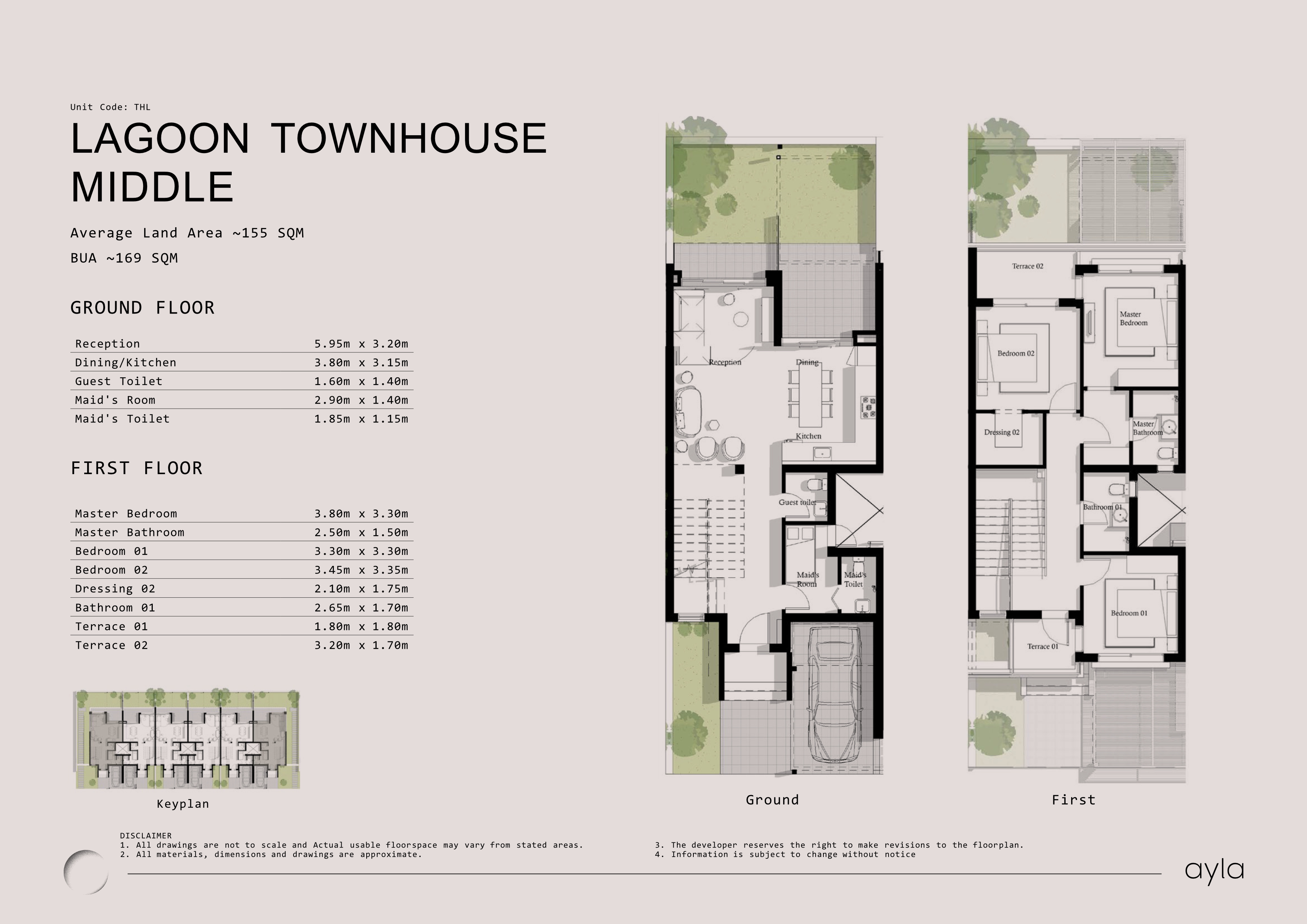 Floor plan for townhouse at Ayla Jefaira