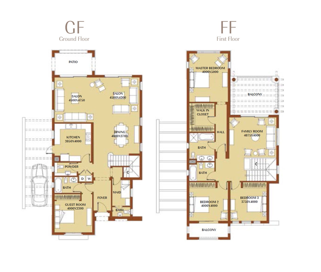 Floor plan for villa at Uptown Cairo
