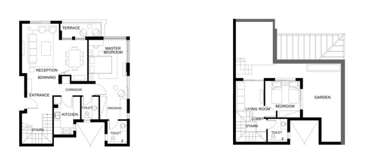 Floor plan for duplex at Trio