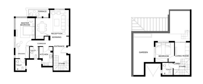 Floor plan for duplex at Trio