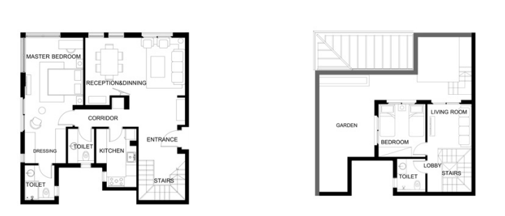 Floor plan for duplex at Trio