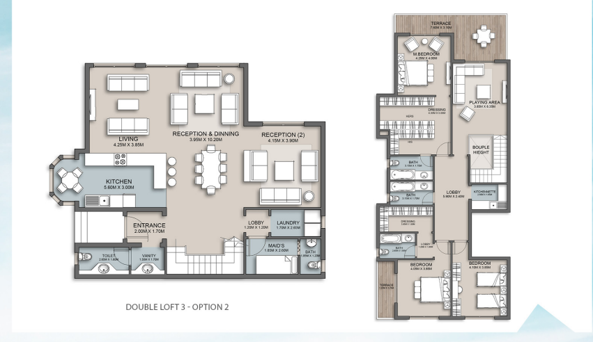 Floor plan for duplex at The Loft