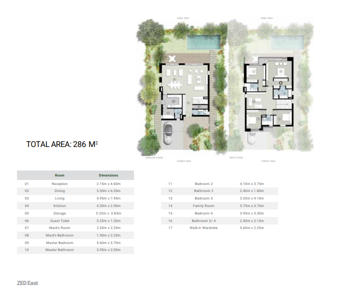 Floor plan for villa at ZED East