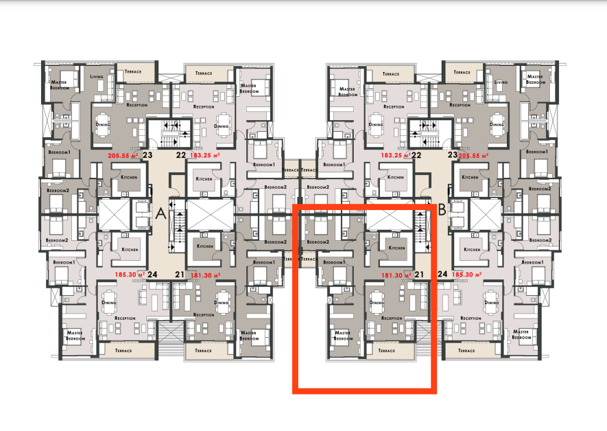 Floor plan for apartment at Palm Hills New Cairo