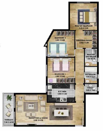Floor plan for apartment at Mountain View ICity New Cairo