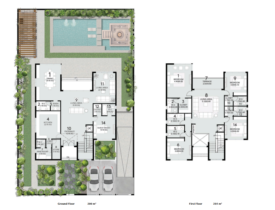 Floor plan for villa at Al Burouj