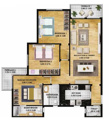 Floor plan for apartment at Mountain View ICity New Cairo