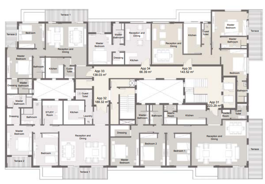 Floor plan for apartment at Palm Hills Alexandria