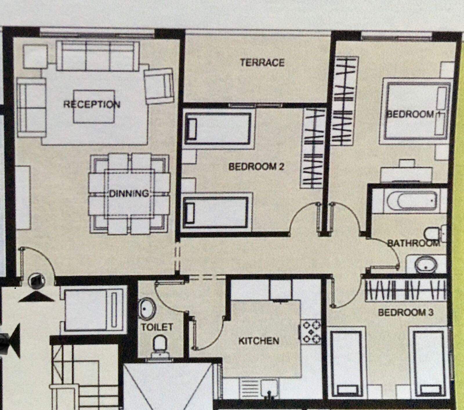 Floor plan for apartment at Tag Sultan