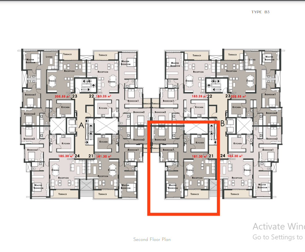 Floor plan for apartment at Palm Hills New Cairo