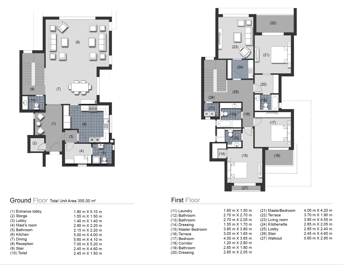 Floor plan for duplex at New Giza