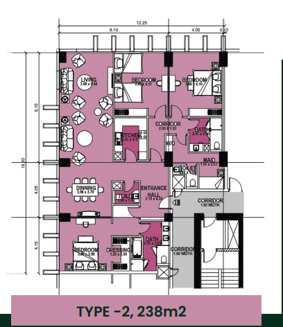 Floor plan for apartment at Sofitel Oia Towers