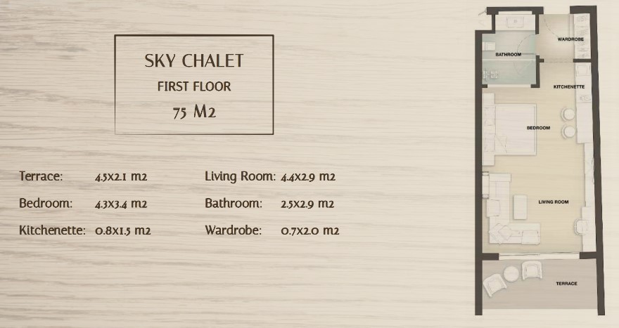 Floor plan for studio at Bayside