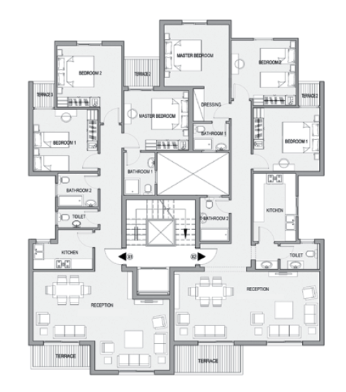 Floor plan for apartment at Sarai