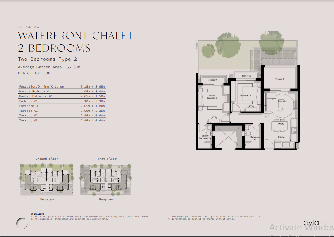 Floor plan for chalet at Ayla Jefaira