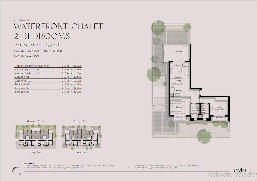 Floor plan for chalet at Ayla Jefaira