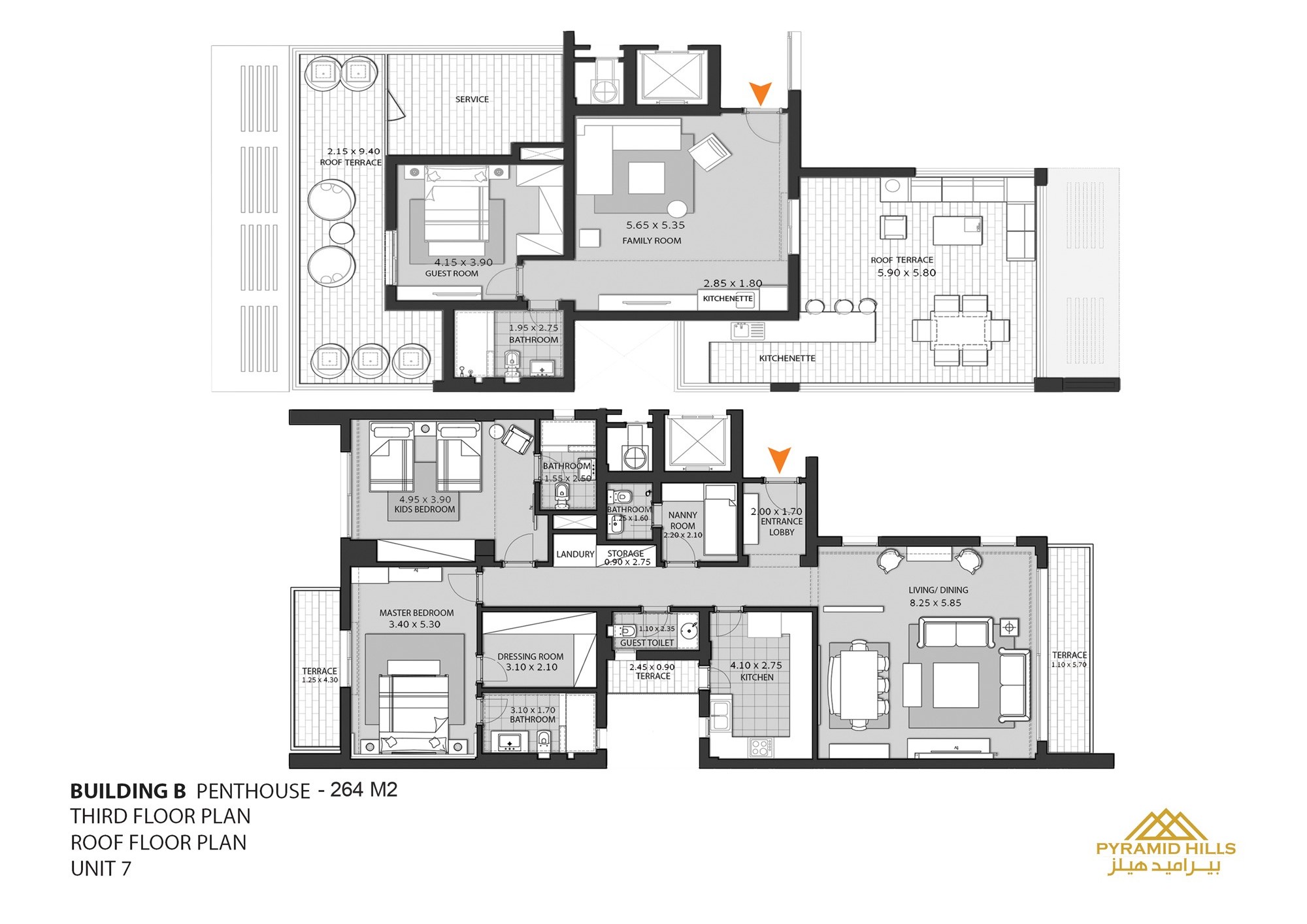Floor plan for penthouse at Pyramid Hills