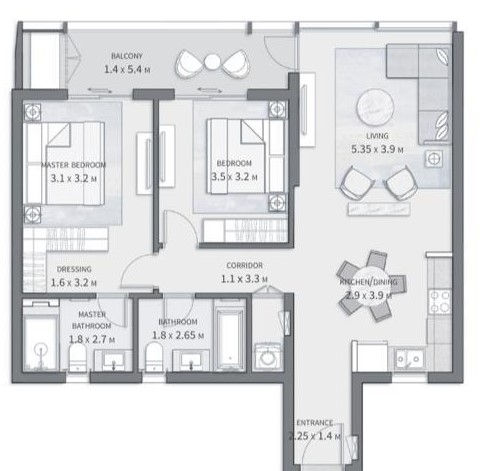 Floor plan for apartment at Cairo Gate