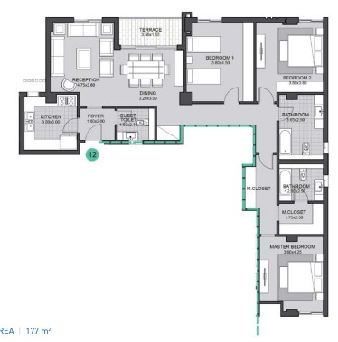 Floor plan for apartment at Sky Condos
