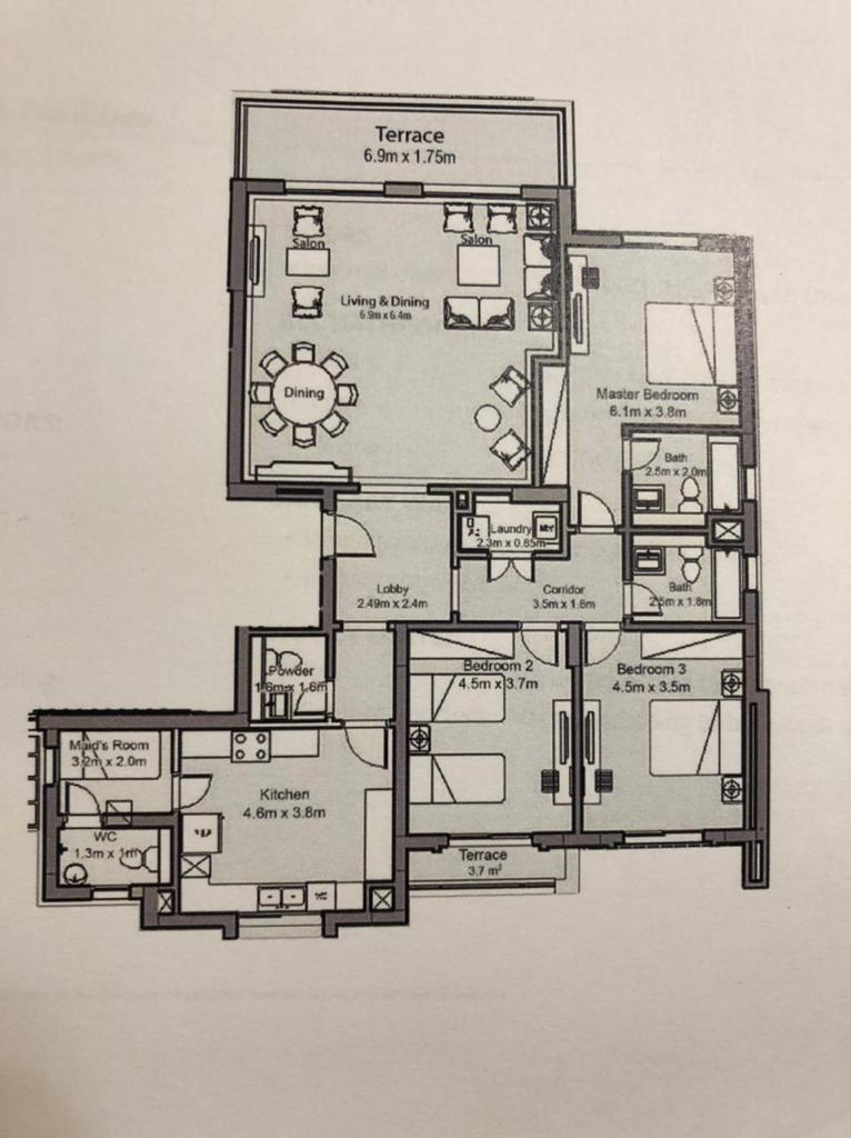 Floor plan for apartment at Uptown Cairo