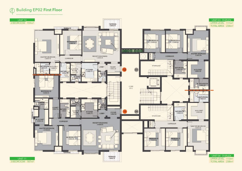 Floor plan for duplex at Eastown Residence